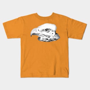 Drawing conversion of the face of a White Faced Vulture Kids T-Shirt